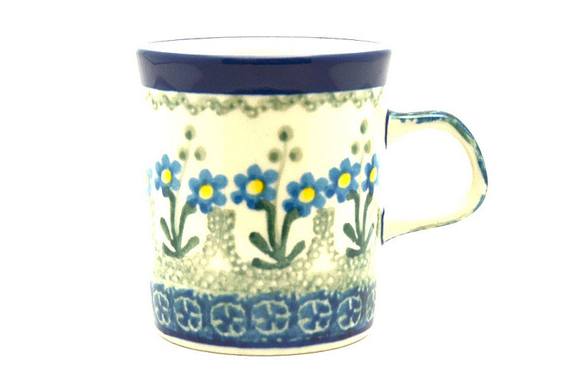 Polish Pottery Espresso Cup - 5 oz. - Blue Spring Daisy