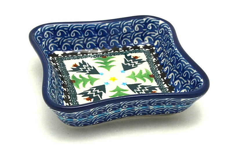 Ceramika Artystyczna Polish Pottery Fluted Dipping Dish - Christmas Trees 630-1284a (Ceramika Artystyczna)