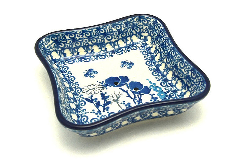Ceramika Artystyczna Polish Pottery Fluted Dipping Dish - Evening Poppies 630-2902a (Ceramika Artystyczna)