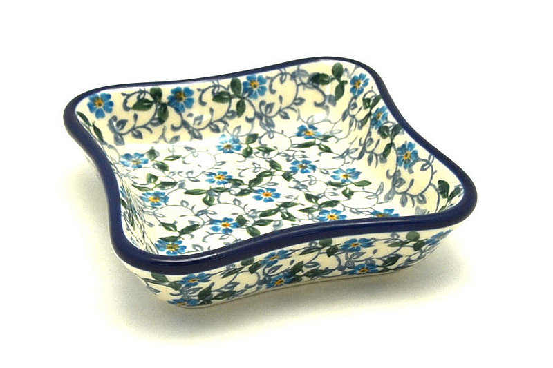 Ceramika Artystyczna Polish Pottery Fluted Dipping Dish - Forget-Me-Knot 630-2089a (Ceramika Artystyczna)