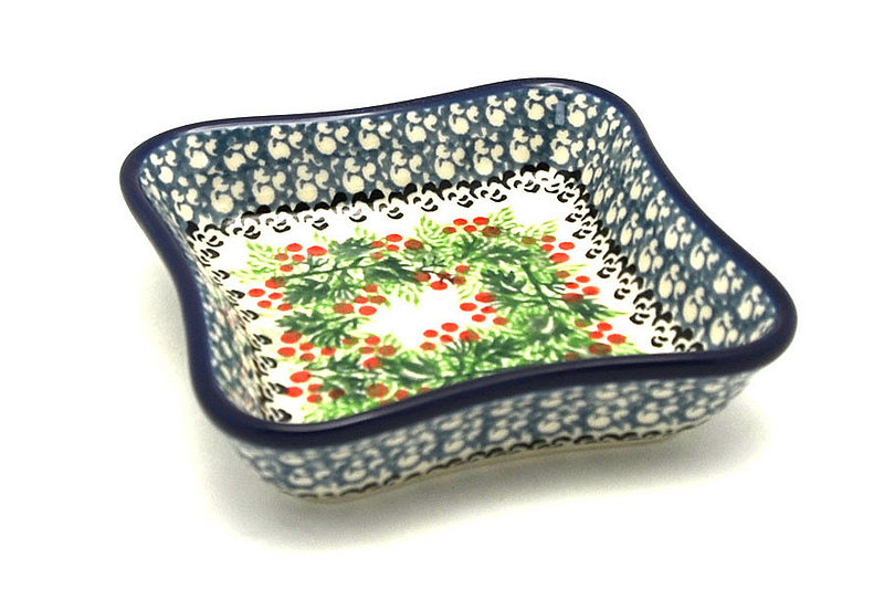 Ceramika Artystyczna Polish Pottery Fluted Dipping Dish - Holly Berry 630-1734a (Ceramika Artystyczna)