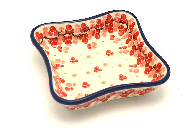 Ceramika Artystyczna Polish Pottery Fluted Dipping Dish - Pink Peppercorn 630-2387a (Ceramika Artystyczna)