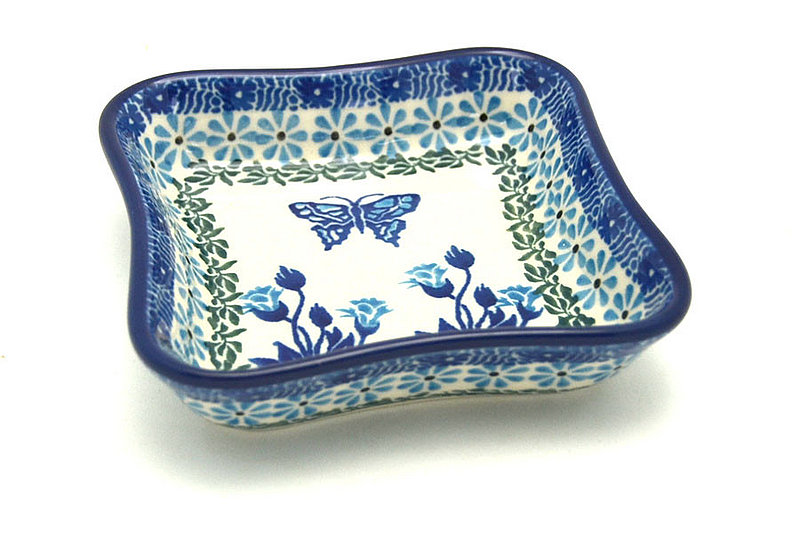 Ceramika Artystyczna Polish Pottery Fluted Dipping Dish - Sapphire Garden 630-1937a (Ceramika Artystyczna)