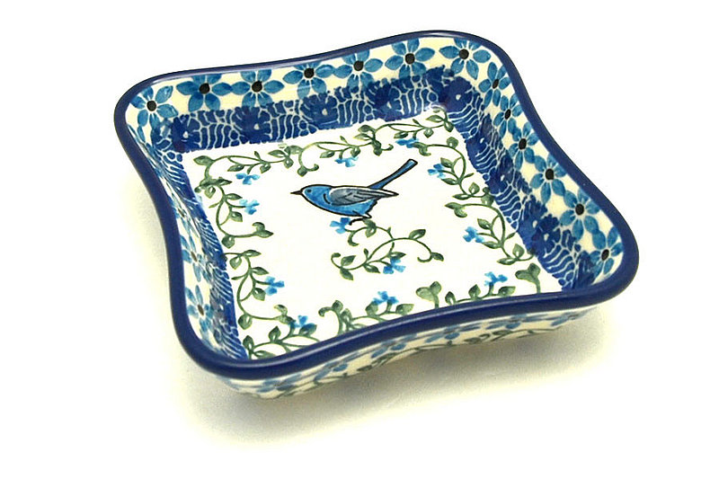 Ceramika Artystyczna Polish Pottery Fluted Dipping Dish - Song Bird 630-1932a (Ceramika Artystyczna)
