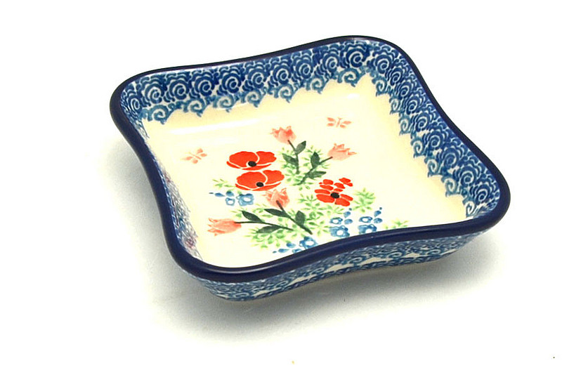 Ceramika Artystyczna Polish Pottery Fluted Dipping Dish - Whimsical Garden 630-3220a (Ceramika Artystyczna)
