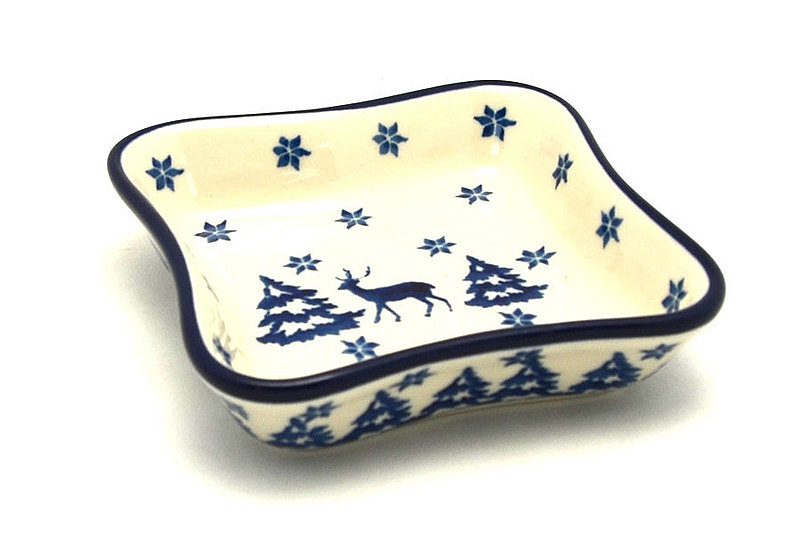 Ceramika Artystyczna Polish Pottery Fluted Dipping Dish - Winter Forest 630-1931a (Ceramika Artystyczna)