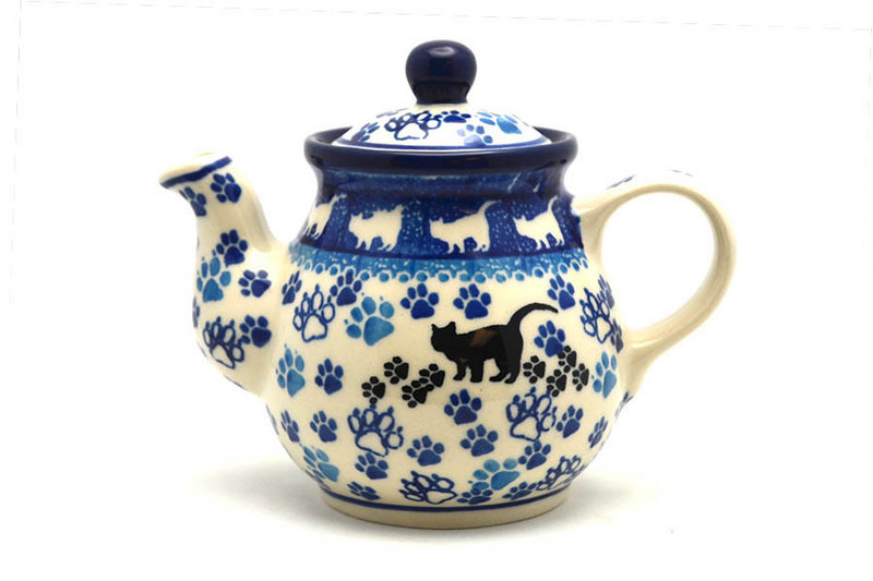 Ceramika Artystyczna Polish Pottery Gooseneck Teapot - 10 oz. - Boo Boo Kitty 020-1771a (Ceramika Artystyczna)