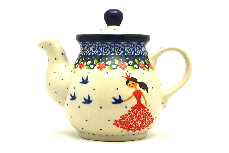 Polish Pottery Gooseneck Teapot - 10 oz. - Fairy Princess