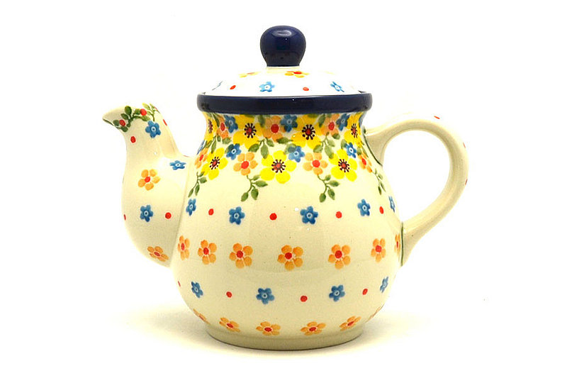 Ceramika Artystyczna Polish Pottery Gooseneck Teapot - 20 oz. - Buttercup 119-2225a (Ceramika Artystyczna)