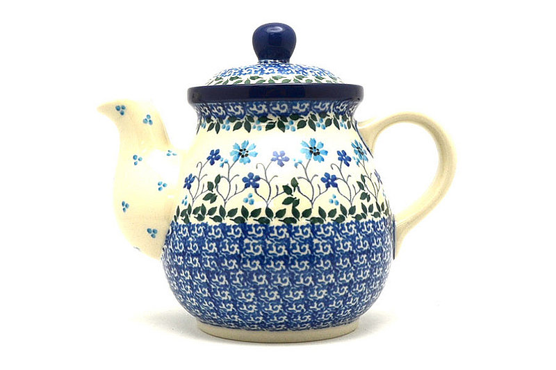 Ceramika Artystyczna Polish Pottery Gooseneck Teapot - 20 oz. - Georgia Blue 119-2785a (Ceramika Artystyczna)