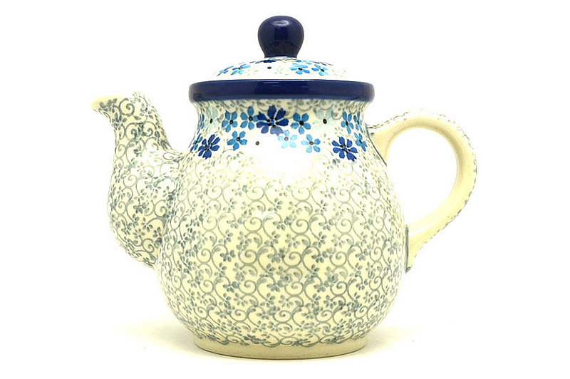 Polish Pottery Gooseneck Teapot - 20 oz. - Sea Blossom