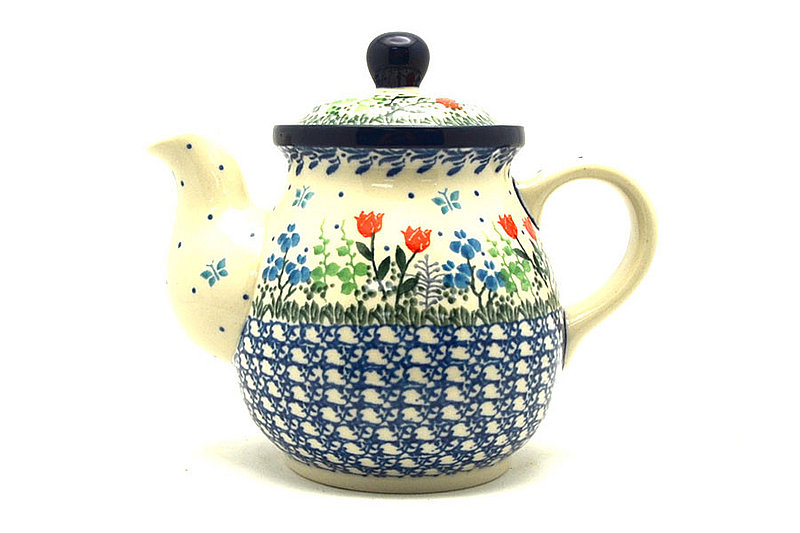Ceramika Artystyczna Polish Pottery Gooseneck Teapot - 20 oz. - Tulip Horizon 119-2903a (Ceramika Artystyczna)