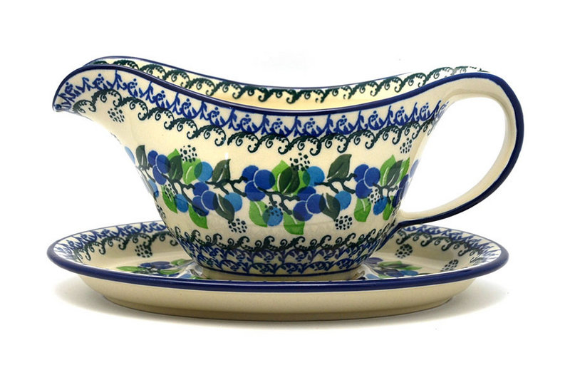 Ceramika Artystyczna Polish Pottery Gravy Boat - Blue Berries 239-1416a (Ceramika Artystyczna)