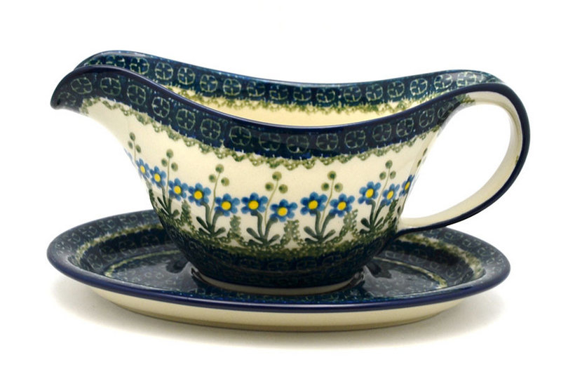 Ceramika Artystyczna Polish Pottery Gravy Boat - Blue Spring Daisy 239-614a (Ceramika Artystyczna)