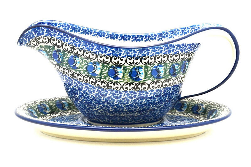 Ceramika Artystyczna Polish Pottery Gravy Boat - Peacock Feather 239-1513a (Ceramika Artystyczna)