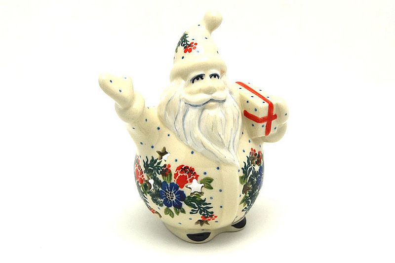 Polish Pottery Jolly Santa Luminarz - Garden Party