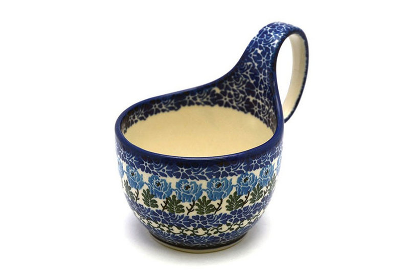 Ceramika Artystyczna Polish Pottery Loop Handle Bowl - Antique Rose 845-1390a (Ceramika Artystyczna)
