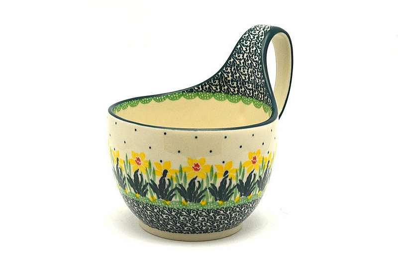 Ceramika Artystyczna Polish Pottery Loop Handle Bowl - Daffodil 845-2122q (Ceramika Artystyczna)