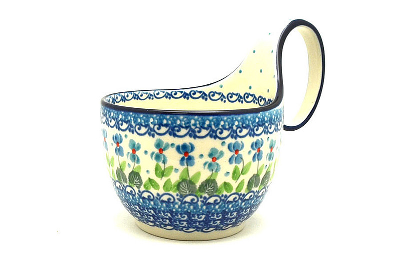 Polish Pottery Loop Handle Bowl - Dutch Iris