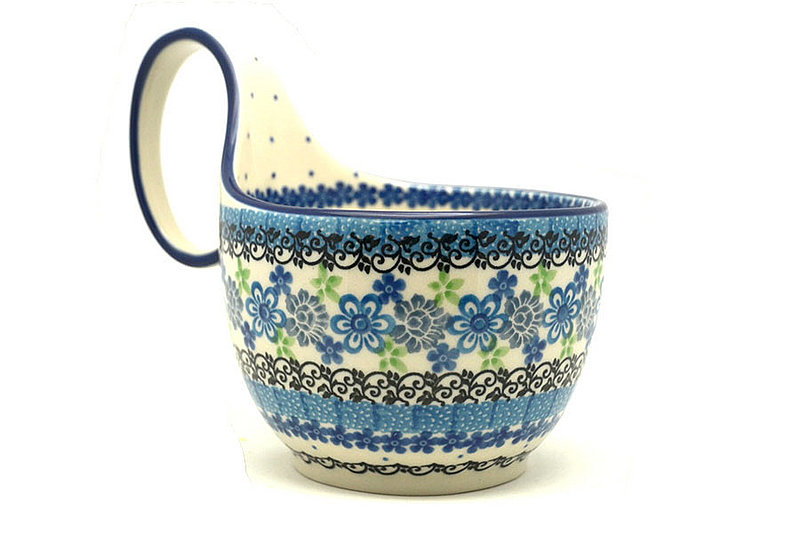 Polish Pottery Loop Handle Bowl - Flower Works
