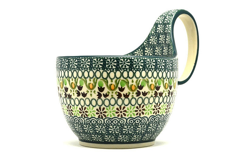 Ceramika Artystyczna Polish Pottery Loop Handle Bowl - Mint Chip 845-2195q (Ceramika Artystyczna)