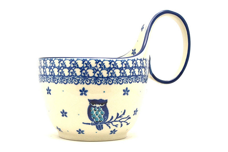 Polish Pottery Loop Handle Bowl - Night Owl