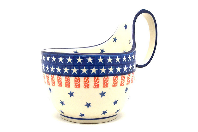 Polish Pottery Loop Handle Bowl - Stars & Stripes