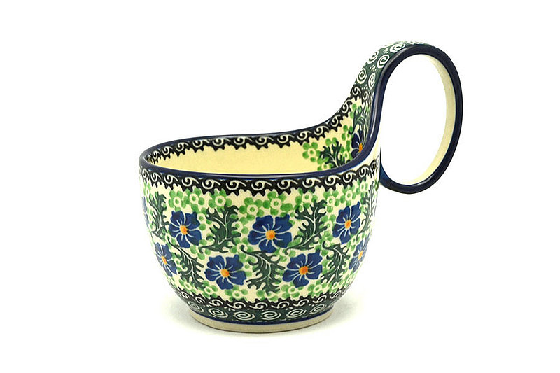 Ceramika Artystyczna Polish Pottery Loop Handle Bowl - Sweet Violet 845-1538a (Ceramika Artystyczna)