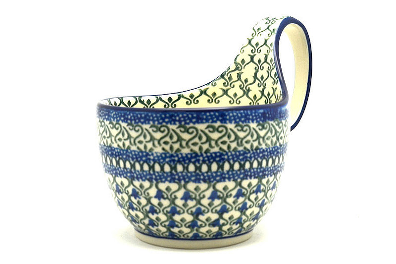 Polish Pottery Loop Handle Bowl - Tulip Trellis