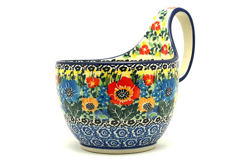 Ceramika Artystyczna Polish Pottery Loop Handle Bowl - Unikat Signature U4578 845-U4578 (Ceramika Artystyczna)