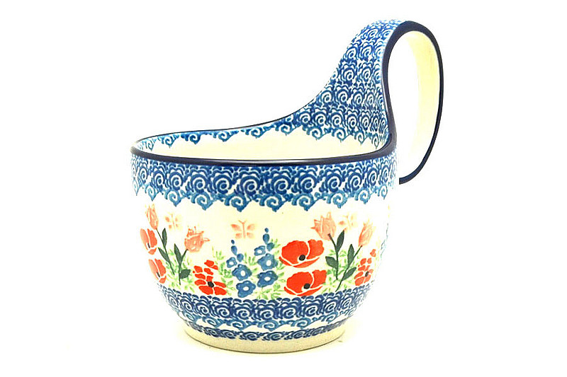 Ceramika Artystyczna Polish Pottery Loop Handle Bowl - Whimsical Garden 845-3220a (Ceramika Artystyczna)