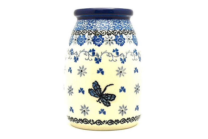 Polish Pottery Milk Bottle Vase - Dragonfly