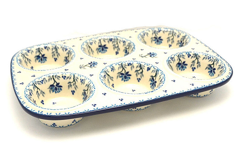 Ceramika Artystyczna Polish Pottery Muffin Pan - Clover Field 811-2524a (Ceramika Artystyczna)