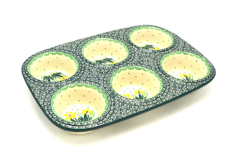 Ceramika Artystyczna Polish Pottery Muffin Pan - Daffodil 811-2122q (Ceramika Artystyczna)