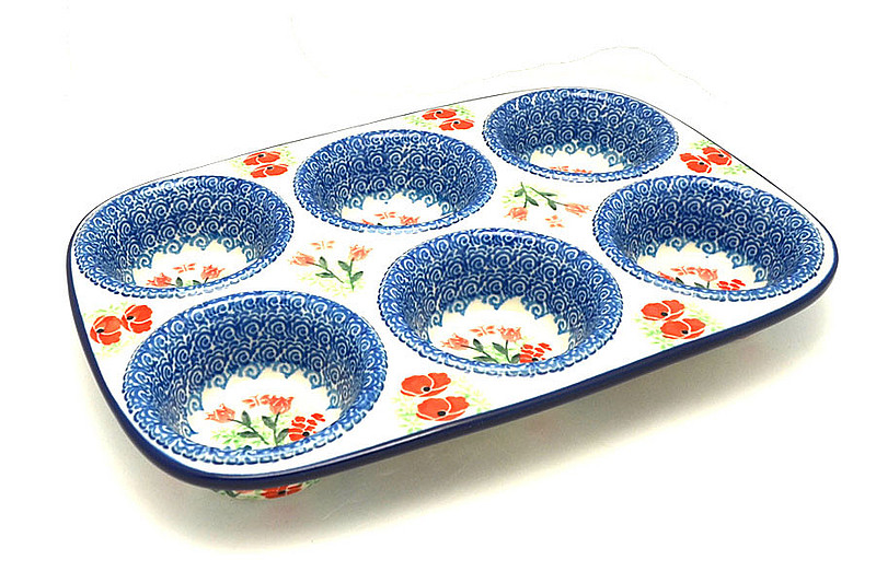 Ceramika Artystyczna Polish Pottery Muffin Pan - Whimsical Garden 811-3220a (Ceramika Artystyczna)