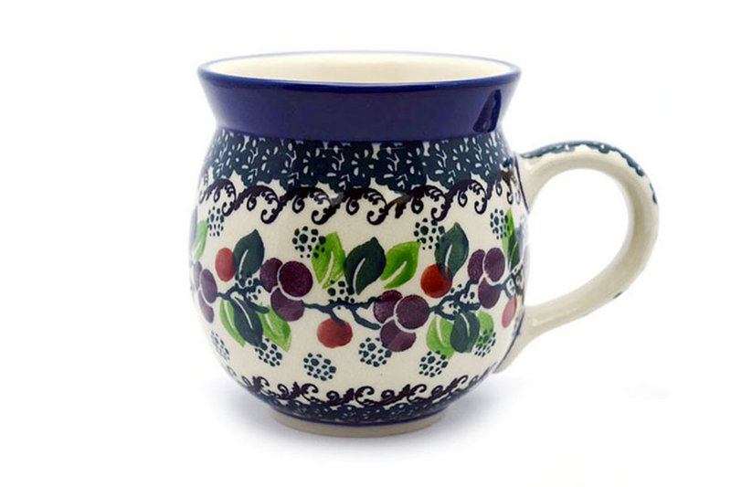 Ceramika Artystyczna Polish Pottery Mug - 11 oz. Bubble - Burgundy Berry Green 070-1415a (Ceramika Artystyczna)