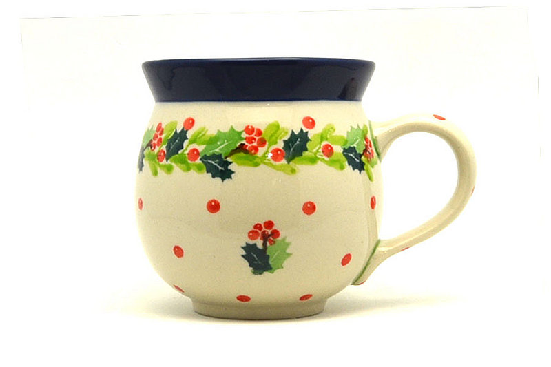 Ceramika Artystyczna Polish Pottery Mug - 11 oz. Bubble - Christmas Holly 070-2541a (Ceramika Artystyczna)