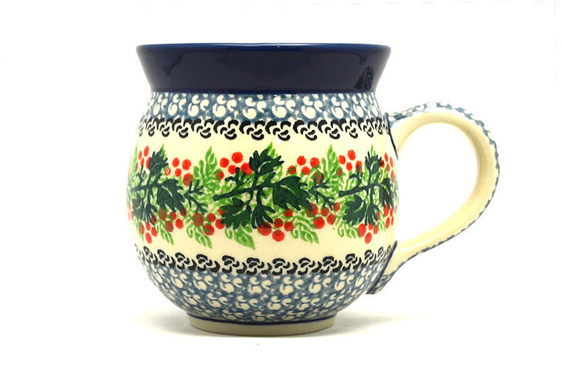 Polish Pottery Mug - 11 oz. Bubble - Holly  Berry