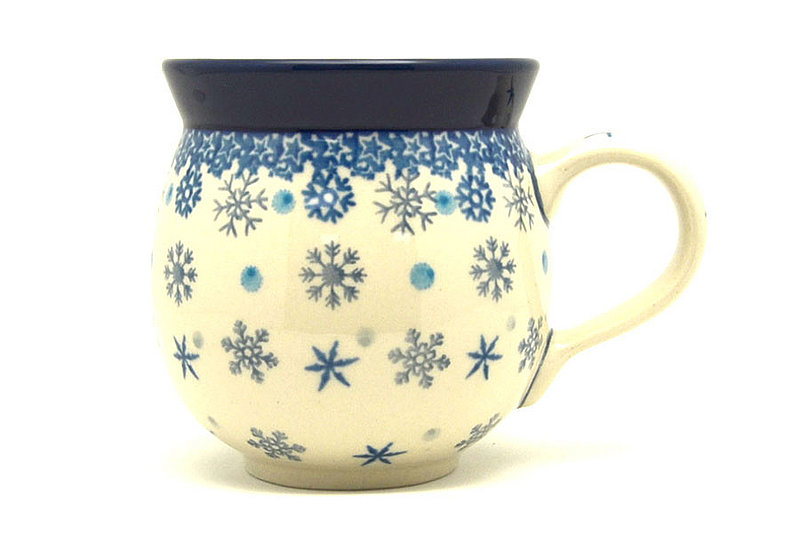 Polish Pottery Mug - 11 oz. Bubble - Silver Snow