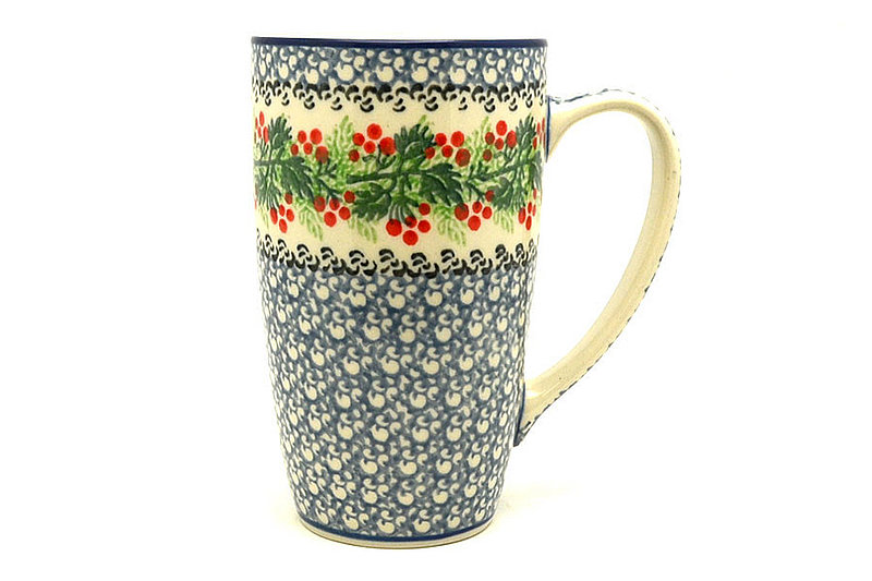 Ceramika Artystyczna Polish Pottery Mug - 12 oz. Cafe - Holly Berry C52-1734a (Ceramika Artystyczna)