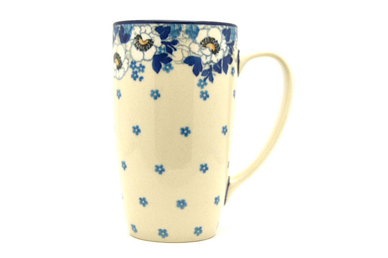 Ceramika Artystyczna Polish Pottery Mug - 12 oz. Cafe - White Poppy C52-2222a (Ceramika Artystyczna)
