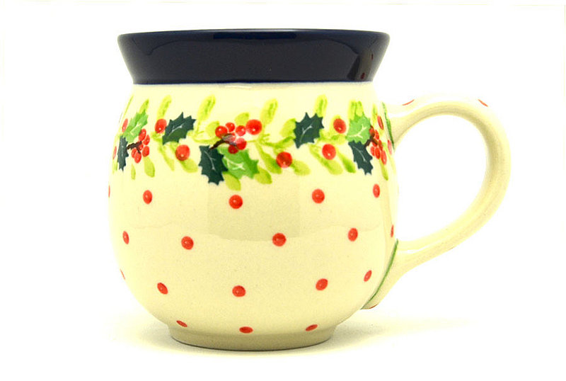 Ceramika Artystyczna Polish Pottery Mug - 15 oz. Bubble - Christmas Holly 073-2541a (Ceramika Artystyczna)