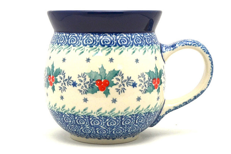 Ceramika Artystyczna Polish Pottery Mug - 15 oz. Bubble - Winter Holly 073-2973a (Ceramika Artystyczna)