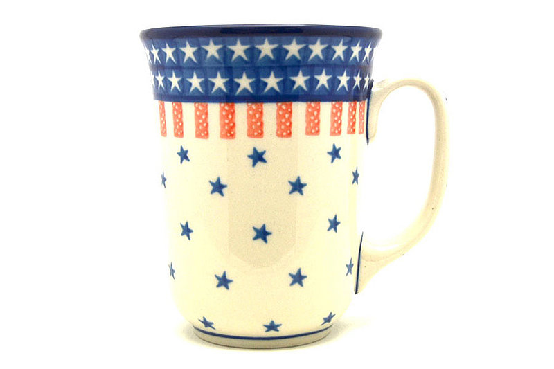 Polish Pottery Mug - 16 oz. Bistro - Stars & Stripes