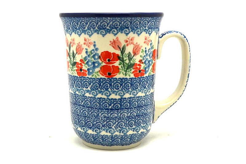 Ceramika Artystyczna Polish Pottery Mug - 16 oz. Bistro - Whimsical Garden 812-3220a (Ceramika Artystyczna)