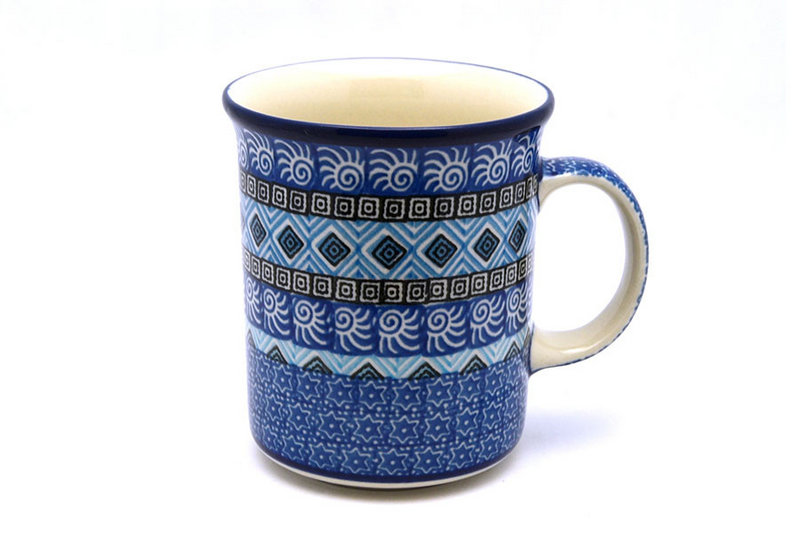 Polish Pottery Mug - Big Straight Sided - Aztec Sky