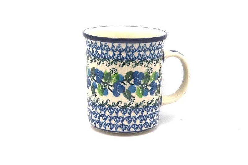 Polish Pottery Mug - Big Straight Sided - Blue Berries