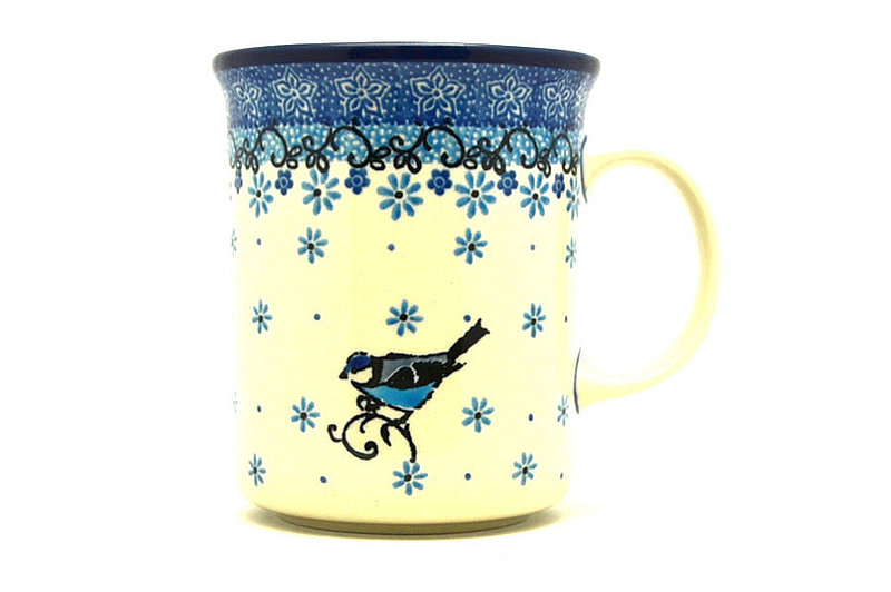 Polish Pottery Mug - Big Straight Sided - Bluebird