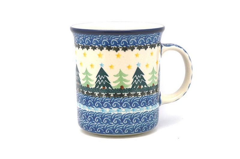 Ceramika Artystyczna Polish Pottery Mug - Big Straight Sided - Christmas Trees B13-1284a (Ceramika Artystyczna)