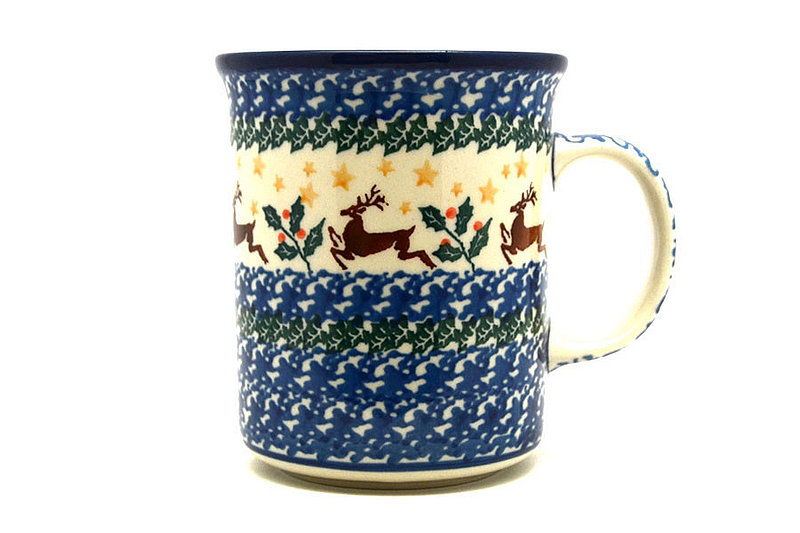Ceramika Artystyczna Polish Pottery Mug - Big Straight Sided - Prancer B13-1485a (Ceramika Artystyczna)
